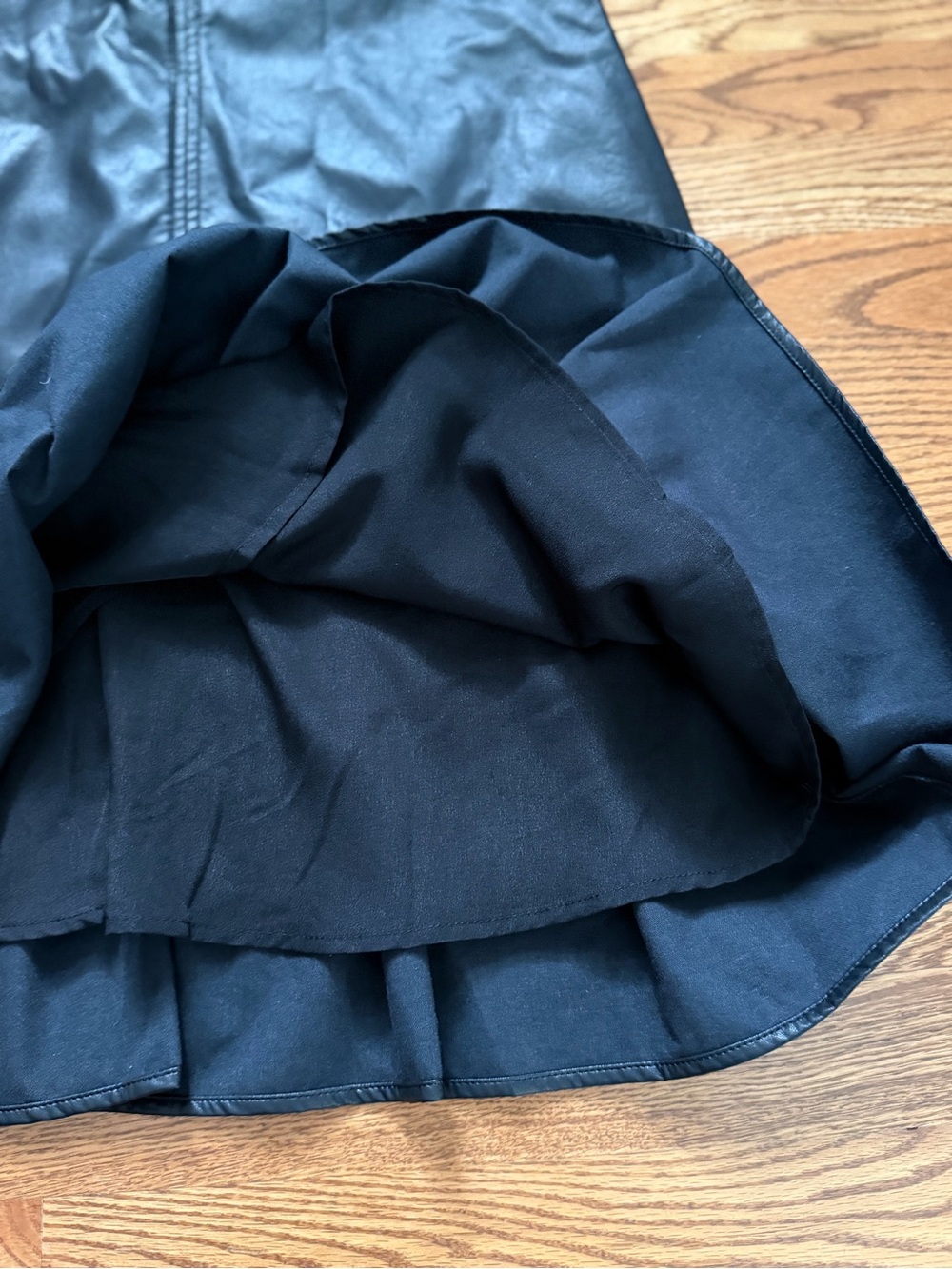 Pinch Black Faux Leather Ruffle-Hem Mini Dress size Medium - Picture 3 of 8